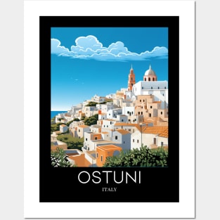 A Pop Art Travel Print of Ostuni - Italy Posters and Art